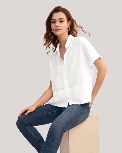 LILYSILK T Shirt En Soie Manches Courtes, Bouton Classique 100% Soie Crêpe De Chine Température Réglable Chemises XS - LILYSILK - Modalova