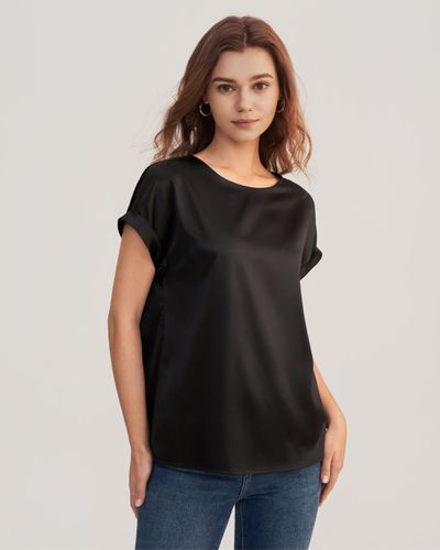 LILYSILK Tee Shirt En Soie Col Rond, Manches Courtes Soie Extensible De Qualité Léger Et Résistant Aux Rides T-Shirt XL - LILYSILK - Modalova