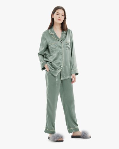 LILYSILK Pyjama Femme Soie Vert Ensemble De Pyjama Deux Pièces 100% Soie De Mûrier Prévient Les Rides Pour Mieux Dormir L - Lilysilk - Modalova