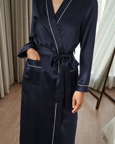 LILYSILK Robe De Chambre Soie Col Souple, Passepoil Chic 100% Soie Convivial Pour Les Personnes Allergiques XS - LILYSILK - Modalova
