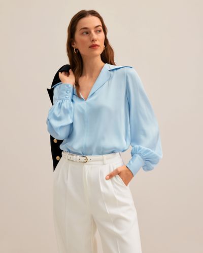 LILYSILK Chemisier en Soie Le chemisier Cervina Light Blue M - LILYSILK - Modalova