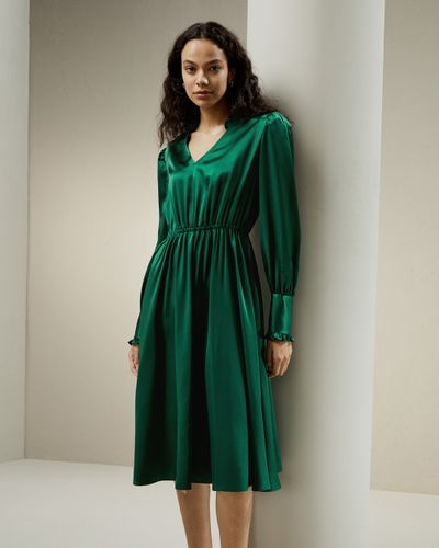 LILYSILK Robe En Soie Courte Col En V Chic, Manches À Volants 100% Soie Régulation De La Température 40 - LILYSILK - Modalova