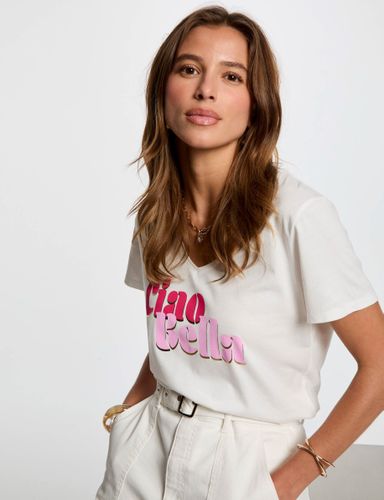 T-shirt à inscription blanc femme - Morgan - Modalova