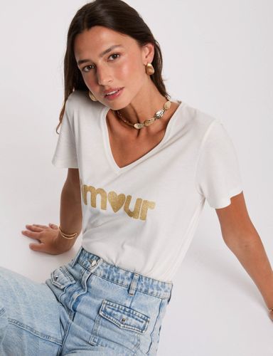 T-shirt à inscription blanc femme - Morgan - Modalova