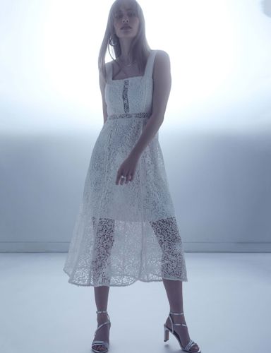 Robe midi trapèze dentelle - Morgan - Modalova