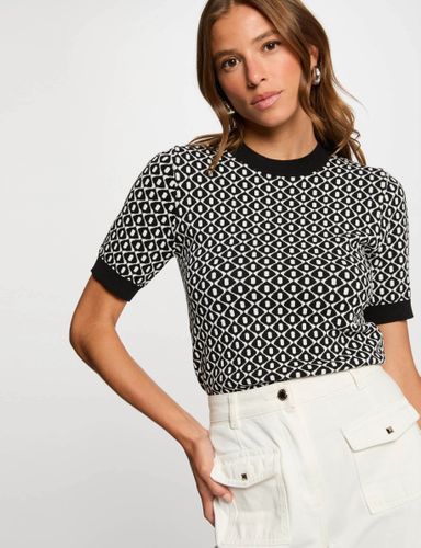 Pull col rond imprimé noir femme - Morgan - Modalova