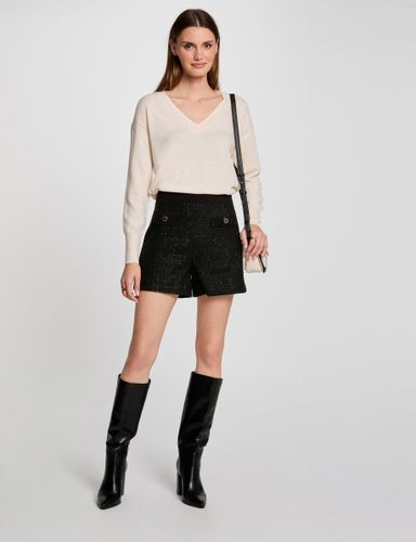 Short ajusté tweed noir femme - Morgan - Modalova