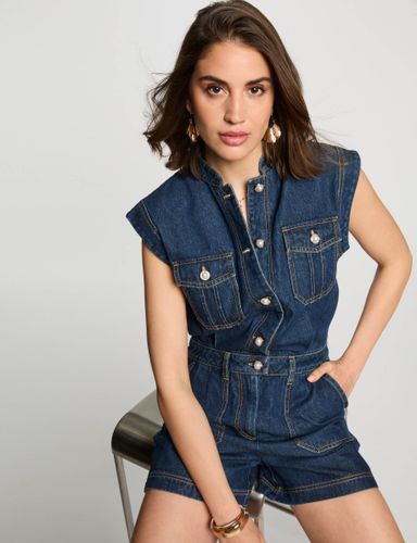 Combishort en jean denim brut femme - Morgan - Modalova