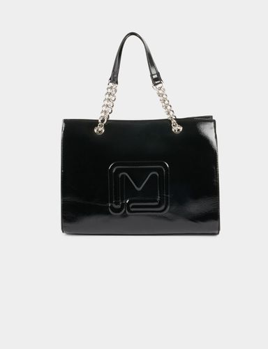 Sac cabas vernis logo M noir femme - Morgan - Modalova