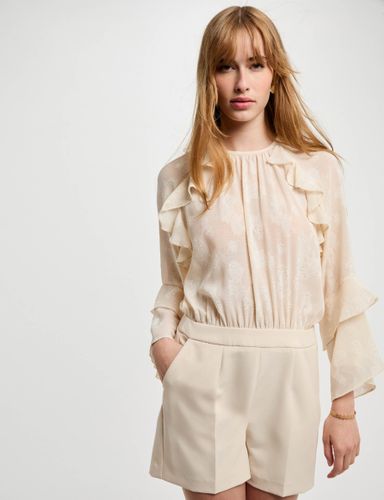 Combishort à volants creme femme - Morgan - Modalova