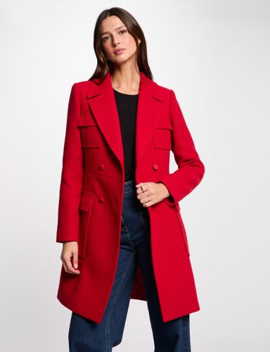 Manteau long boutonné rouge femme - Morgan - Modalova