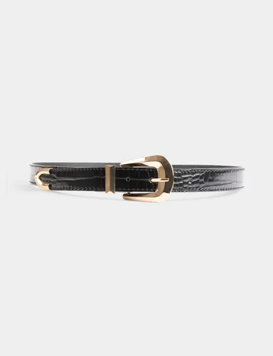 Ceinture croco noir femme - Morgan - Modalova