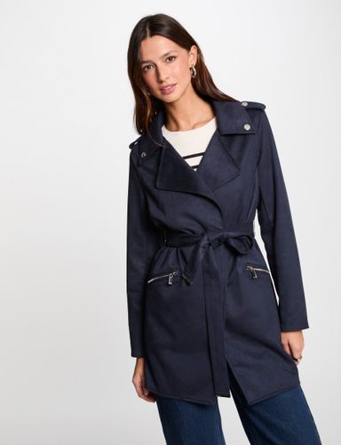 Manteau long ceinturé suédine - Morgan - Modalova