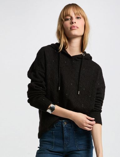 Pull col à capuche noir femme - Morgan - Modalova