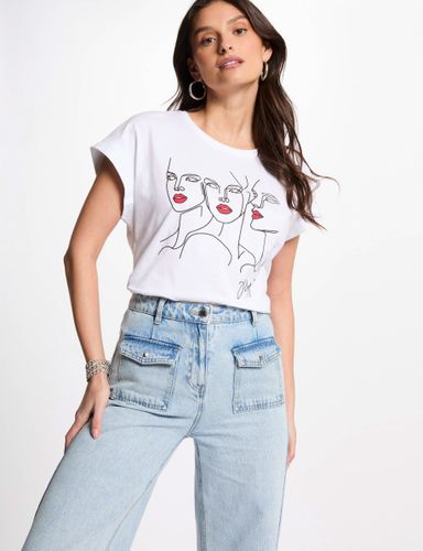T-shirt à inscription blanc femme - Morgan - Modalova