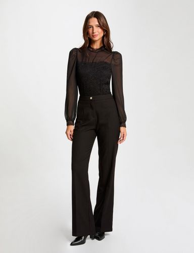 Pantalon flare à pinces noir femme - Morgan - Modalova