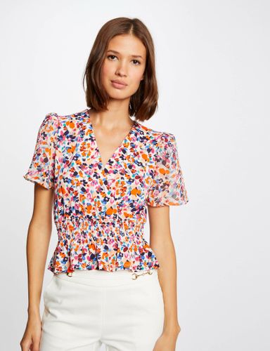 T-shirt manches courtes imprimé floral ecru - Morgan - Modalova