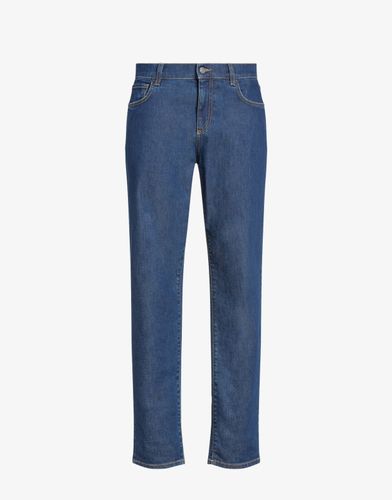 Pantalon En Denim Avec Double Question Mark - Moschino - Modalova