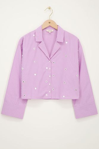 Chemise rayée lilas avec miroirs ronds | - My jewellery - Modalova