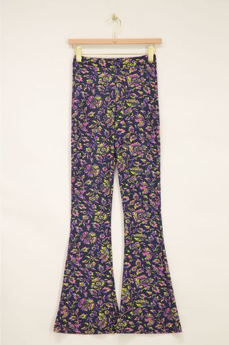 Pantalon flared bleu marineà imprimé cachemire | - My jewellery - Modalova
