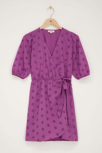 Robe portefeuille violette avec broderie florale | - My jewellery - Modalova