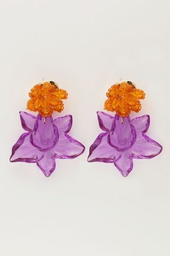 Island boucle d'oreille avec deux fleurs mauves | - My jewellery - Modalova