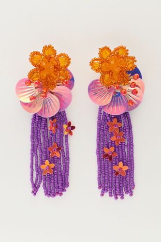 Boucles d'oreilles Island avec fleurs et franges violettes | - My jewellery - Modalova