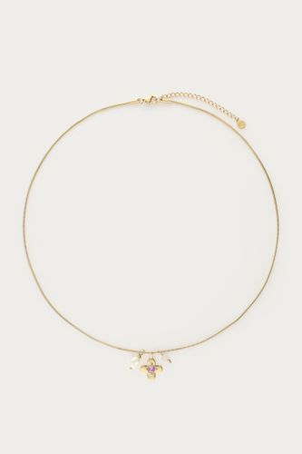 Collier Botanical avec fleur et strass rose | - My jewellery - Modalova