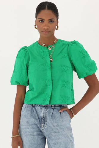 Chemise avec manches bouffantes et fleurs brodées | - My jewellery - Modalova