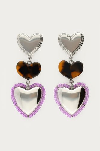 Boucles d'oreilles Sunrocks imprimées léopard avec cœurs et perles fantaisie | - My jewellery - Modalova