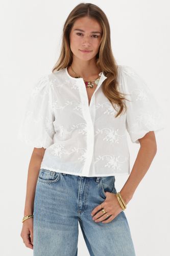 Chemise blanche avec manches bouffantes et fleurs brodées | - My jewellery - Modalova