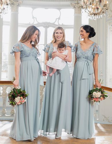 Sage Lace & Silk Chiffon Maxi Maternity & Nursing Occasion Dress | - Seraphine - Modalova