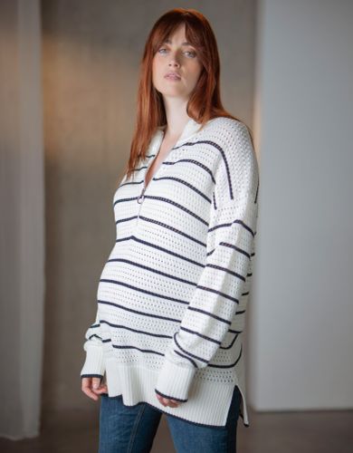 Textured Stripe Cotton Maternity & Nursing Jumper | - Seraphine - Modalova