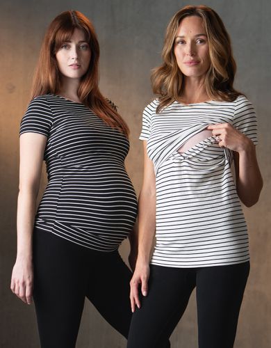 Twin Pack Striped Maternity to Nursing T-Shirts - & White | - Seraphine - Modalova