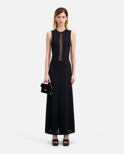 Robe Longue Noire En Maille Ajourée Avec Ouvertures - The Kooples - Modalova