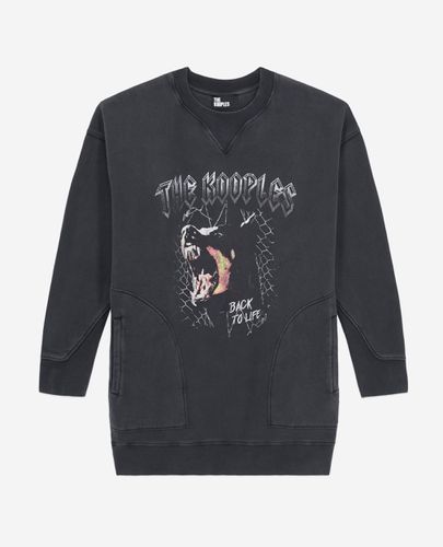 Robe Type Sweatshirt Noire Avec Sérigraphie Barking Dog - The Kooples - Modalova