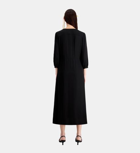 Robe Longue Noire Avec Plissage - The Kooples - Modalova