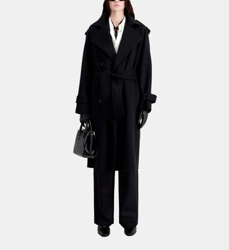 Manteau Long Noir En Laine Mélangée - The Kooples - Modalova