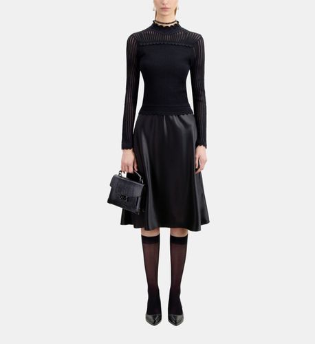 Pull Noir Court En Maille Ajourée - The Kooples - Modalova