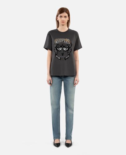 T-shirt Gris Avec Sérigraphie Skull Butterfly - The Kooples - Modalova