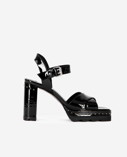 Sandales À Talons En Cuir Verni Noir - The Kooples - Modalova