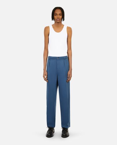 Pantalon Bleu Marine En Coton Et Lin Avec Pinces - The Kooples - Modalova