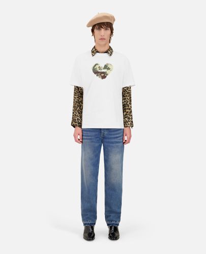 T-shirt Blanc Avec Sérigraphie Cœur Camo - The Kooples - Modalova