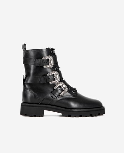 Bottines Rangers En Cuir Noir - The Kooples - Modalova