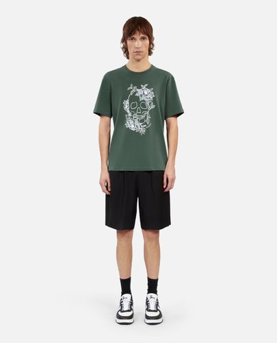T-shirt Vert Avec Sérigraphie Flower Skull - The Kooples - Modalova