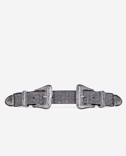 Ceinture En Cuir Avec Strass Et Double Boucle Western - The Kooples - Modalova