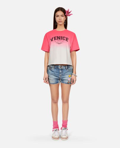 T-shirt Rose Dégradé Avec Sérigraphie Venice - The Kooples - Modalova