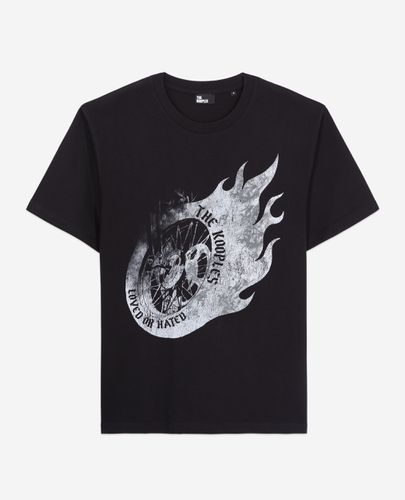 T-shirt Noir Avec Sérigraphie Flaming Wheel - The Kooples - Modalova