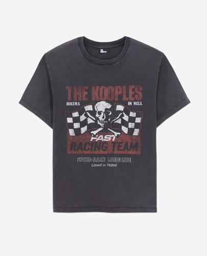 T-shirt Noir Avec Sérigraphie Racing Skull - The Kooples - Modalova