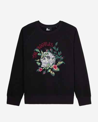 Sweatshirt Noir Avec Sérigraphie Skull - Roses - The Kooples - Modalova